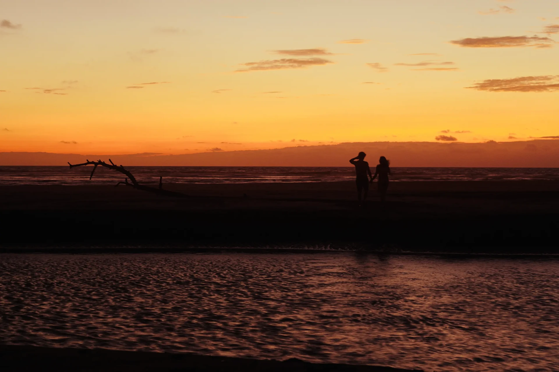 Sunset on the beaches of Tumaco, Colombian Pacific